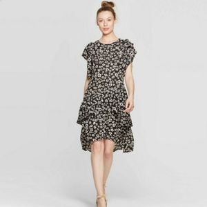 Asymmetrical Ruffle Floral Dress